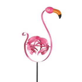 Pink Flamingo Garden Windmill Stake