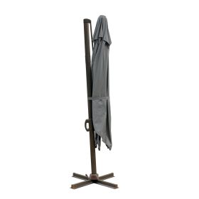 10' Dark Gray Polyester Square Tilt Cantilever Patio Umbrella With Stand Style 3