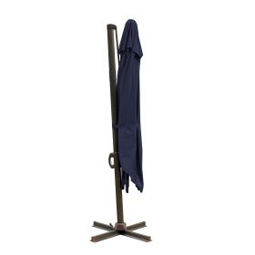 10' Navy Blue Polyester Square Tilt Cantilever Patio Umbrella With Stand Style 2