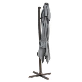 10' Dark Gray Polyester Square Tilt Cantilever Patio Umbrella With Stand Style 5