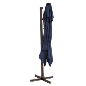 10' Navy Blue Polyester Square Tilt Cantilever Patio Umbrella With Stand Style 4