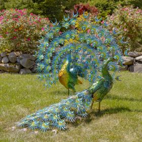 Set of 2 Large Peacocks with Crystal Detail "Gem and Jewel"