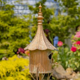 64.75" Tall Iron Birdhouse Stake "Chelsea" (Colors_Zaer: Antique Copper)