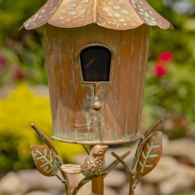 63.75" Tall Iron Birdhouse Stake "Zurich" (Colors_Zaer: Antique Copper)