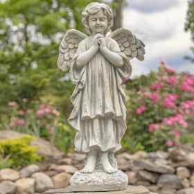 39" Tall Magnesium Angel Statue Praying "Taylor" (Colors_Zaer: Antique White)