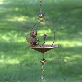 Set of 6 Animal Hanging Umbrella Birdfeeder Wind Chimes (Colors_Zaer: Antique Rust)