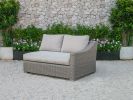 30" Aluminum  Wood and Rattan Sectional Sofa Set