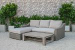 30" Aluminum  Wood and Rattan Sectional Sofa Set