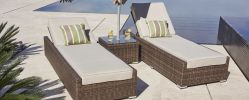 78" X 29" X 28" Brown 3Piece Outdoor Armless Chaise Lounge Set With  Cushions