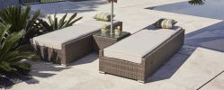 78" X 29" X 28" Brown 3Piece Outdoor Armless Chaise Lounge Set With  Cushions