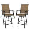 Set Of Two 51" Brown Metal Indoor Outdoor Bar Height Chairs With Footrest