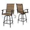 Set Of Two 51" Brown Metal Indoor Outdoor Bar Height Chairs With Footrest