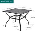 Black Square Metal Outdoor Dining Table With Umbrella Hole
