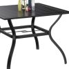 Black Square Metal Outdoor Dining Table With Umbrella Hole