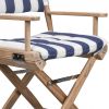 Blue and White And Brown Solid Wood Director Chair With Blue and White Cushion Style 3