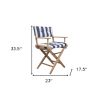 Blue and White And Brown Solid Wood Director Chair With Blue and White Cushion Style 3