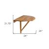 24" Brown Half Round Solid Wood Folding Outdoor Balcony Table