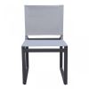 20" Set Of Two Gray And Black Metal Dining Chair