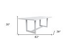 83" White Metal Outdoor Dining Table