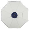9' Beige And Navy Polyester Octagonal Tilt Market Patio Umbrella