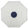 9' Beige And Navy Polyester Octagonal Tilt Market Patio Umbrella