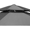 12' Dark Gray Polyester Round Tilt Cantilever Patio Umbrella With Stand