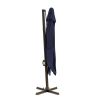 10' Navy Blue Polyester Square Tilt Cantilever Patio Umbrella With Stand Style 2