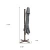 10' Dark Gray Polyester Square Tilt Cantilever Patio Umbrella With Stand Style 4