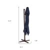 10' Navy Blue Polyester Square Tilt Cantilever Patio Umbrella With Stand Style 4
