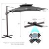 11' Dark Gray Polyester Round Tilt Cantilever Patio Umbrella With Stand Style 2