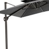 11' Dark Gray Polyester Round Tilt Cantilever Patio Umbrella With Stand Style 2