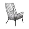 26" Gray and Gray and Black Metal Dining Chair with Gray Cushion