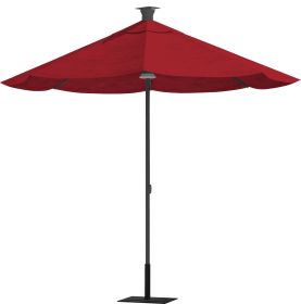 9' Red Sunbrella Octagonal Lighted Market Patio Umbrella with USB and Solar Power