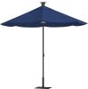 9' Blue Sunbrella Octagonal Lighted Market Patio Umbrella with USB and Solar