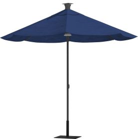 9' Blue Sunbrella Octagonal Lighted Market Patio Umbrella with USB and Solar