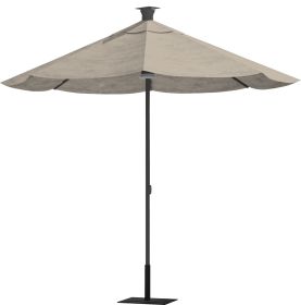 9' Gray Sunbrella Octagonal Lighted Market Patio Umbrella with USB and Solar