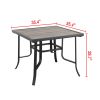 35" Brown and Black Square Metal Outdoor Dining Table