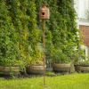 63" Tall Old Style Milk Can Birdhouse Garden Stake in Antique Copper