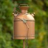 63" Tall Old Style Milk Can Birdhouse Garden Stake in Antique Copper