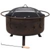 Moon Stars Sky Steel Fire Pit Bowl with Screen Cooking Grate and Poker