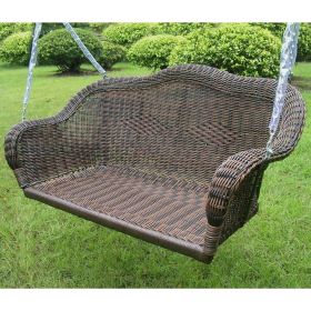 Brown Resin Wicker Porch Swing with 4-ft Hanging Chain Style 2