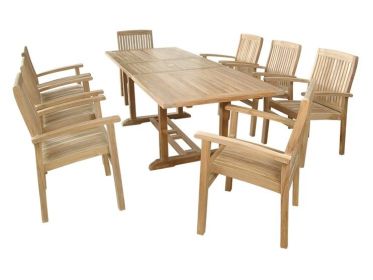 Bahama Stackable Sahara 9-Pieces Rectangular Dining Set B