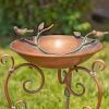 "Kateryna" Set of 3 Antique Copper Birdbaths with Ornate Stands