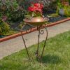 "Kateryna" Set of 3 Antique Copper Birdbaths with Ornate Stands