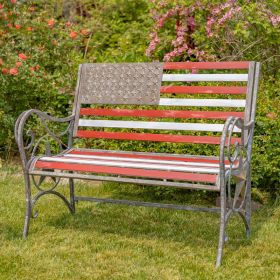 "Proud to Be an American" Flag Iron Garden Bench