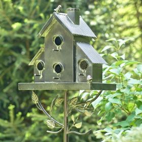 76.75" Tall Classic Style Galvanized Birdhouse Stake with Short Chimney "Newtown"