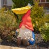 Magnesium Garden Gnome Sitting with Giant Flower and Red Hat "The Smallfries"