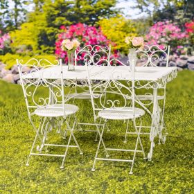 "Solebury" Five-Piece Metal Dining Set in Antique White