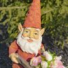 17" Tall Spring Gnome Garden Statue with Wheelbarrow