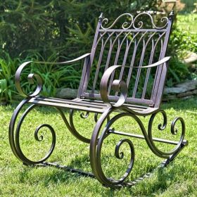 "Tatiana" Iron Rocking Garden Armchair in Antique Bronze